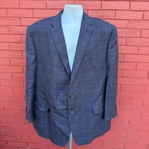 Vtg Ralph Lauren Mens 50R Window Pain Plaid Silk Wool Sport Coat Blazer India
